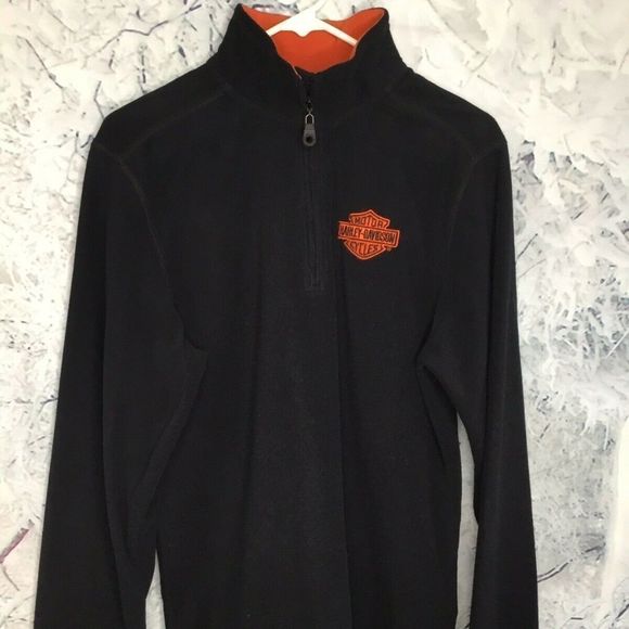Harley-Davidson Other - Harley-Davidson Men's Black Quarter Zip Long Sleeve Fleece Sweater Size S